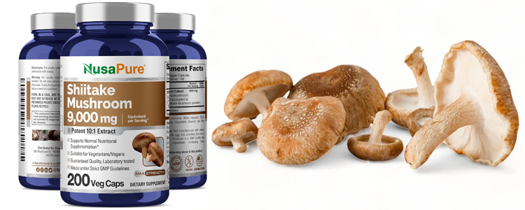 کپسول قارچ شیتاکه Shiitake Mushroom ماشروم 200 عددی برند NusaPure