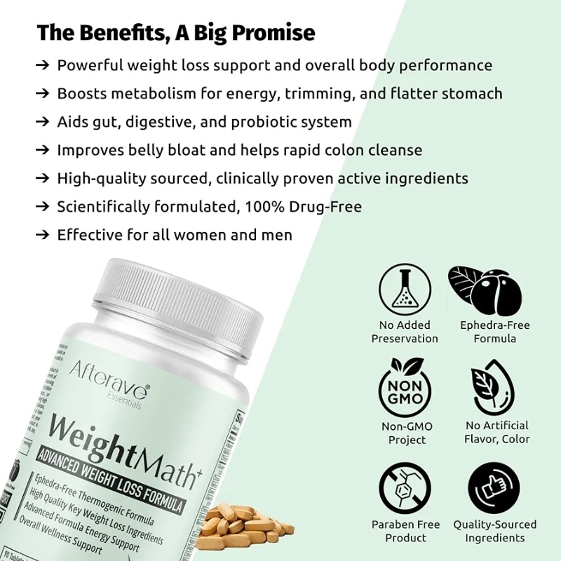 مکمل لاغری و چربی سوز ویت مث پلاس افترایو Weight Math برند Afterave Essentials