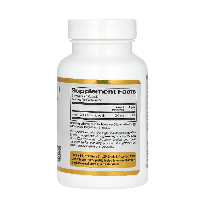 کپسول Gold C ویتامین C با‌ 1000 میلی‌گرم، 60 کپسول گیاهی از برند California Gold Nutrition