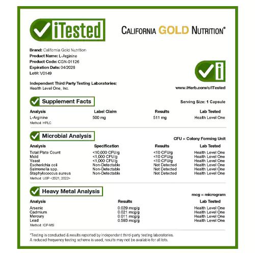 ال آرژینین از برند California Gold Nutrition