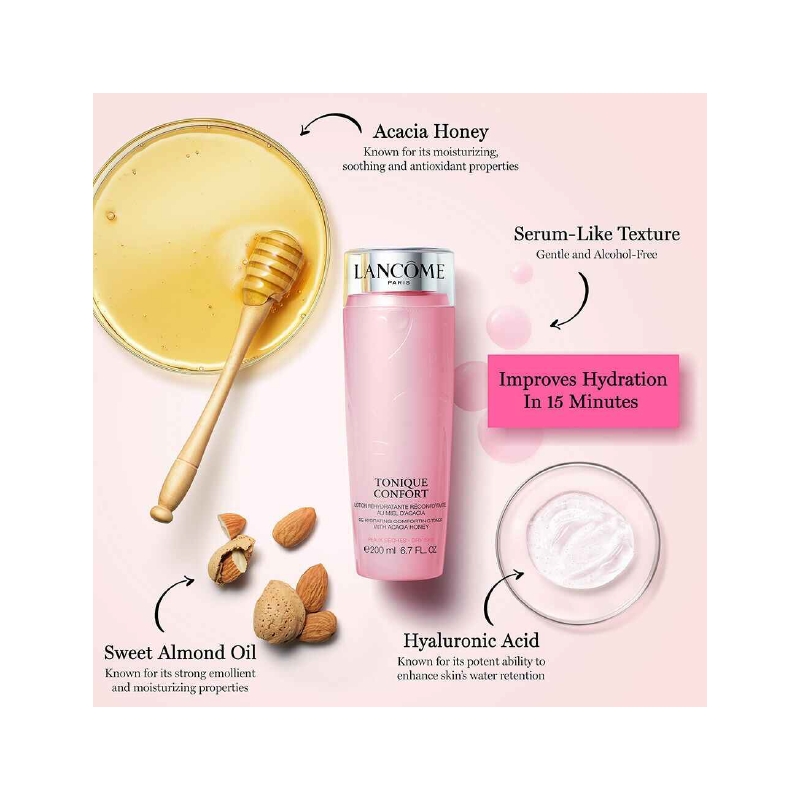 تونر آبرسان و نرم کننده پوست کانفورت لانکوم 125میل Lancome Tonique confort 125ml