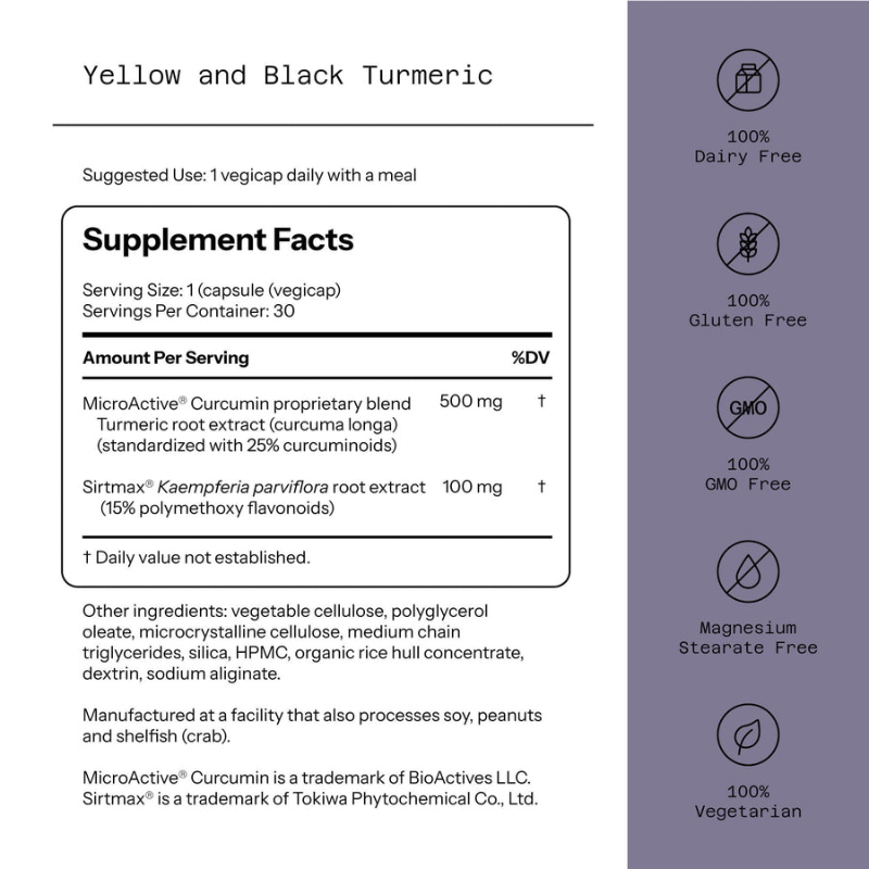مکمل زردچوبه زرد و سیاه با کورکومین Telow and Black Turmeric with Curcumin SR برند Quality Of Life