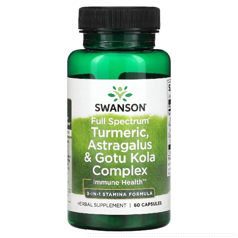 مکمل گیاهی کامل زردچوبه، آستراگالوس و گوتو کولا Full Spectrum Turmeric, Astragalus & Gotu Kola Complex