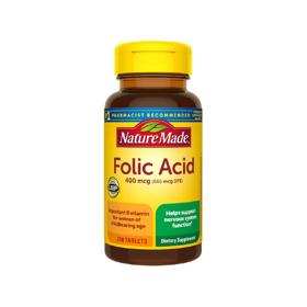 قرص اسید فولیک 400 میکروگرم نیچرمید 250 عدد nature made folic acid